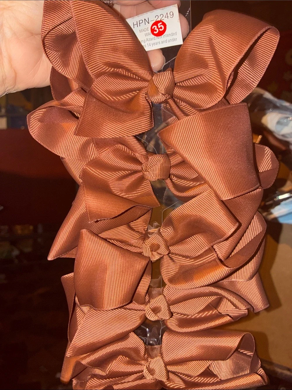 Set of 12 brown medium size hair bows